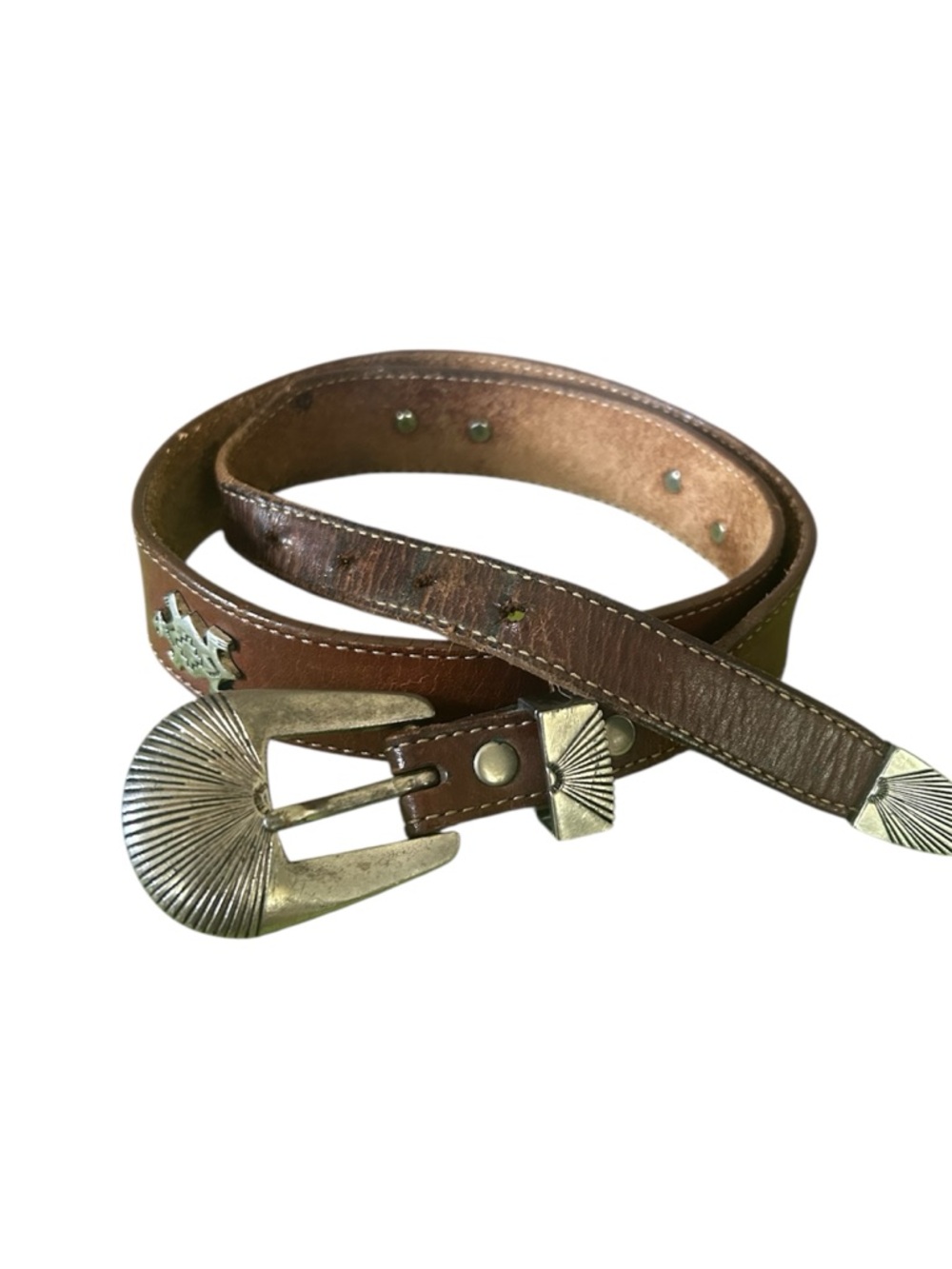 Silver Creek Collection Genuine  Leather Western Belt with Silver Concho Buckle